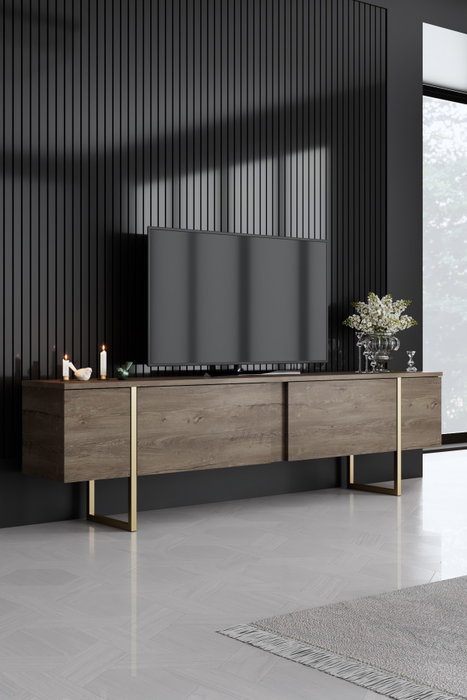 Hanah Home Luxe - Conjunto de muebles de salón Nogal y Dorado Hanah Home Luxe - Conjunto de muebles de salón Nogal y Dorado